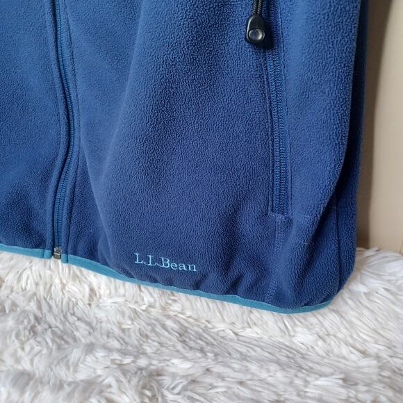 Vintage L.L. Bean Blue Full Zip Soft Fleece Vest Sleeveless Pockets Size M - Picture 2 of 9